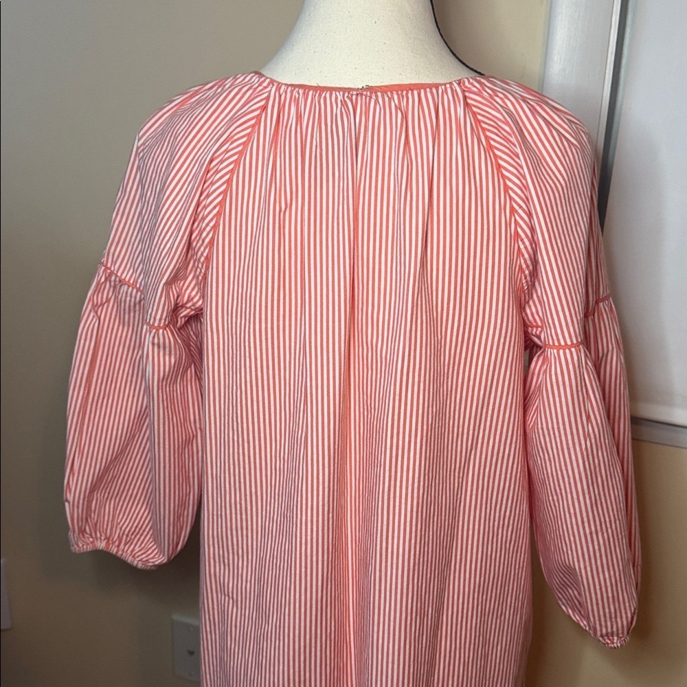 Crown and Ivy women’s small summer bell dress‎ coral/white striped V neck - Picture 4 of 6